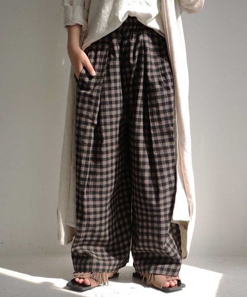 antiqua(アンティカ)の「ナチュラルチェックワイドパンツ(その他パンツ・キッズ・ブラウン系その他・4/6/3/5)」の7枚目の写真