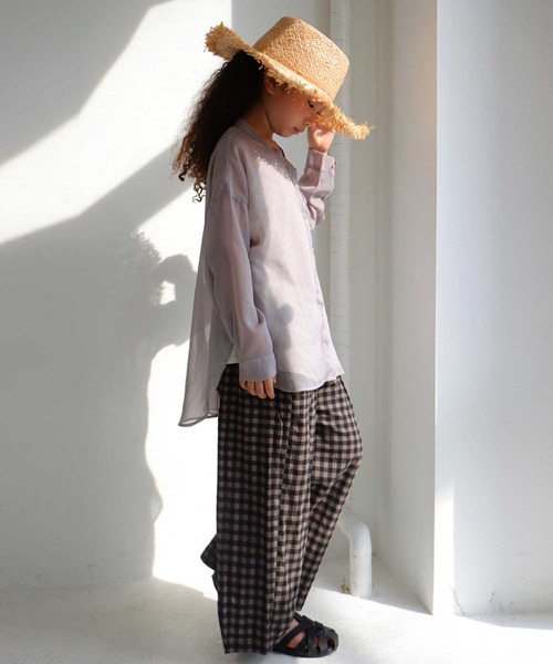 antiqua(アンティカ)の「ナチュラルチェックワイドパンツ(その他パンツ・キッズ・ブラウン系その他・4/6/3/5)」の10枚目の写真