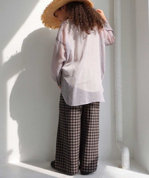 antiqua(アンティカ)の「ナチュラルチェックワイドパンツ(その他パンツ・キッズ・ブラウン系その他・4/6/3/5)」の11枚目の写真