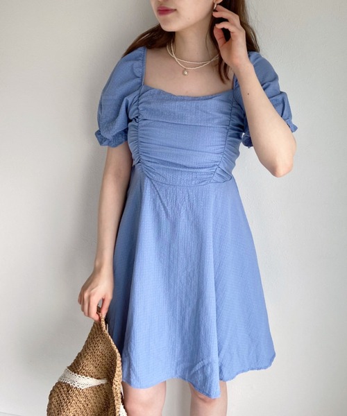 スクエアネックシフォンミニワンピ ワンピース Loueme ルエム のファッション セール