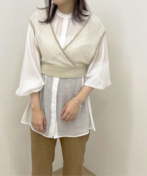 apres jour clair(アプレジュールクレア)の「【apres jour clair】メッシュビスチェ×シアーブラウスSET【ZOZOTOWN限定アイテム】(シャツ/ブラウス・レディース・ベージュ/その他/アイボリー・フリー/X-LARGE)」の3枚目の写真
