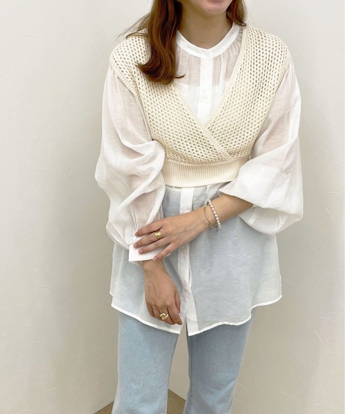 apres jour clair(アプレジュールクレア)の「【apres jour clair】メッシュビスチェ×シアーブラウスSET【ZOZOTOWN限定アイテム】(シャツ/ブラウス・レディース・ベージュ/その他/アイボリー・フリー/X-LARGE)」の9枚目の写真