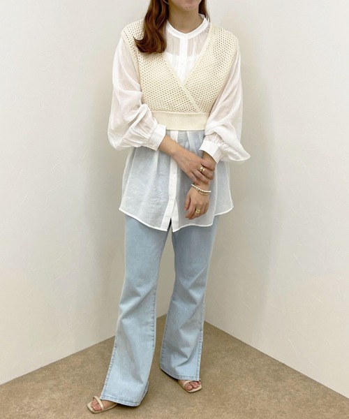 apres jour clair(アプレジュールクレア)の「【apres jour clair】メッシュビスチェ×シアーブラウスSET【ZOZOTOWN限定アイテム】(シャツ/ブラウス・レディース・ベージュ/その他/アイボリー・フリー/X-LARGE)」の13枚目の写真