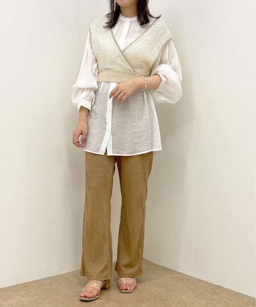 apres jour clair(アプレジュールクレア)の「【apres jour clair】メッシュビスチェ×シアーブラウスSET【ZOZOTOWN限定アイテム】(シャツ/ブラウス・レディース・ベージュ/その他/アイボリー・フリー/X-LARGE)」の4枚目の写真