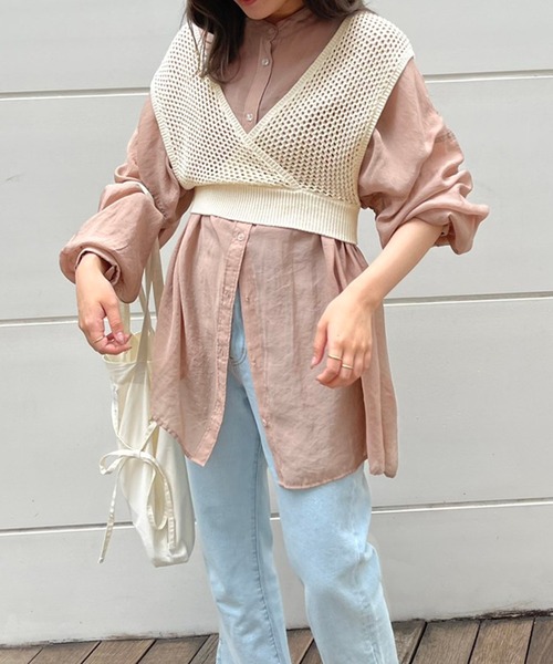 apres jour clair(アプレジュールクレア)の「【apres jour clair】メッシュビスチェ×シアーブラウスSET【ZOZOTOWN限定アイテム】(シャツ/ブラウス・レディース・ベージュ/その他/アイボリー・フリー/X-LARGE)」の22枚目の写真