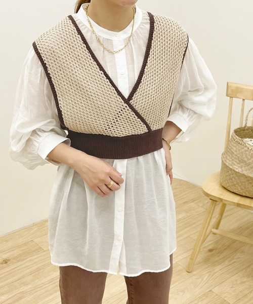 apres jour clair(アプレジュールクレア)の「【apres jour clair】メッシュビスチェ×シアーブラウスSET【ZOZOTOWN限定アイテム】(シャツ/ブラウス・レディース・ベージュ/その他/アイボリー・フリー/X-LARGE)」の15枚目の写真