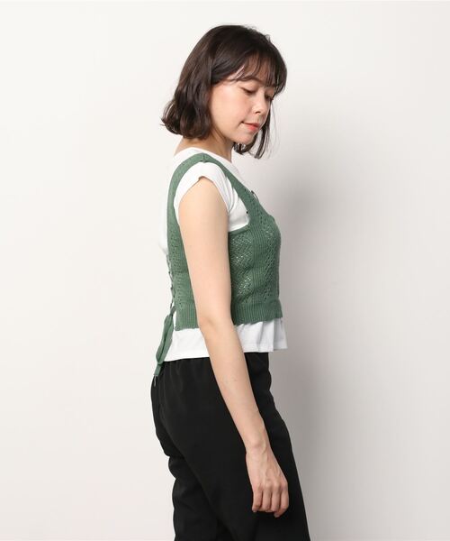 WEGO（ウィゴー）の「WEGO/【2点セット】Tシャツsetバックレースアップニットビスチェ（Tシャツ/カットソー・レディース・グリーン/ライトベージュ・FREE）」の14枚目の写真