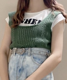 WEGO | WEGO/【2点セット】Tシャツsetバックレースアップニットビスチェ(Tシャツ/カットソー)