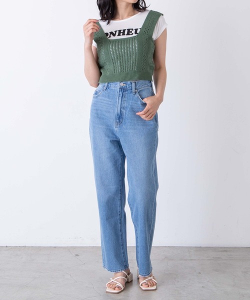 WEGO（ウィゴー）の「WEGO/【2点セット】Tシャツsetバックレースアップニットビスチェ（Tシャツ/カットソー・レディース・グリーン/ライトベージュ・FREE）」の11枚目の写真