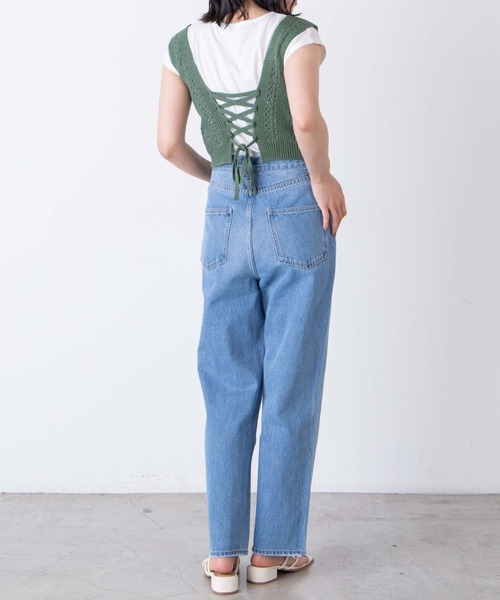 WEGO（ウィゴー）の「WEGO/【2点セット】Tシャツsetバックレースアップニットビスチェ（Tシャツ/カットソー・レディース・グリーン/ライトベージュ・FREE）」の8枚目の写真