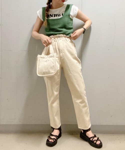 WEGO（ウィゴー）の「WEGO/【2点セット】Tシャツsetバックレースアップニットビスチェ（Tシャツ/カットソー・レディース・グリーン/ライトベージュ・FREE）」の16枚目の写真