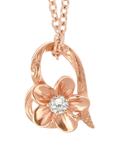 blackdia ocean（ブラックダイヤオーシャン）の「blackdia ocean CZプルメリアハートネックレス（ネックレス・レディース・シルバー/ゴールド/ピンクゴールド・FREE）」の3枚目の写真