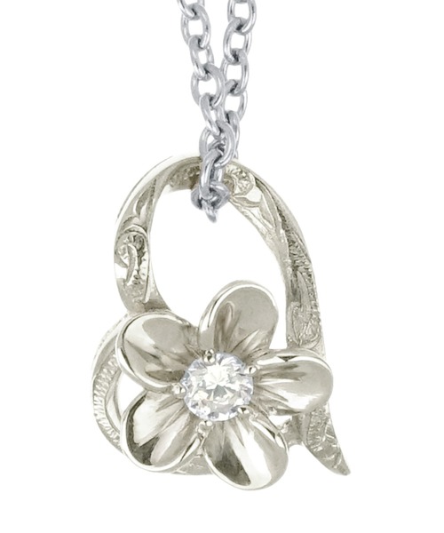 blackdia ocean（ブラックダイヤオーシャン）の「blackdia ocean CZプルメリアハートネックレス（ネックレス・レディース・シルバー/ゴールド/ピンクゴールド・FREE）」の2枚目の写真