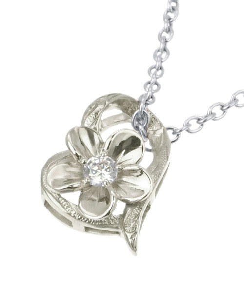 blackdia ocean（ブラックダイヤオーシャン）の「blackdia ocean CZプルメリアハートネックレス（ネックレス・レディース・シルバー/ゴールド/ピンクゴールド・FREE）」の5枚目の写真