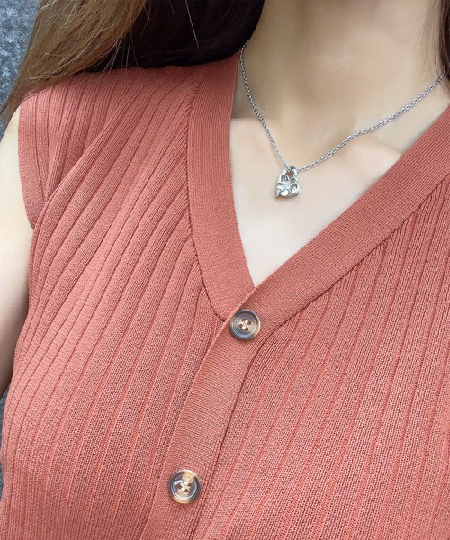 blackdia ocean（ブラックダイヤオーシャン）の「blackdia ocean CZプルメリアハートネックレス（ネックレス・レディース・シルバー/ゴールド/ピンクゴールド・FREE）」の4枚目の写真