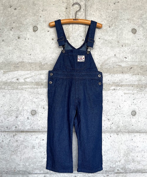Life Support Products（ライフサポートプロダクツ）の「【コットンUSA】デニムオーバーオール（80～160cm）（サロペット/オーバーオール・キッズ・ネイビー/ストライプ/キナリ・90/100/110/120/80/130/95/140/150/160）」の3枚目の写真