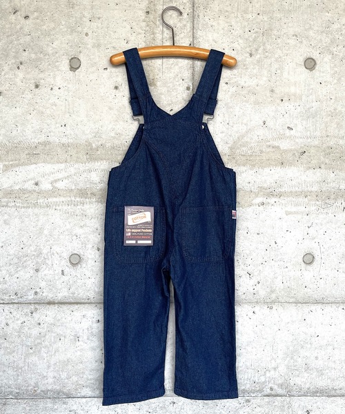 Life Support Products（ライフサポートプロダクツ）の「【コットンUSA】デニムオーバーオール（80～160cm）（サロペット/オーバーオール・キッズ・ネイビー/ストライプ/キナリ・90/100/110/120/80/130/95/140/150/160）」の9枚目の写真
