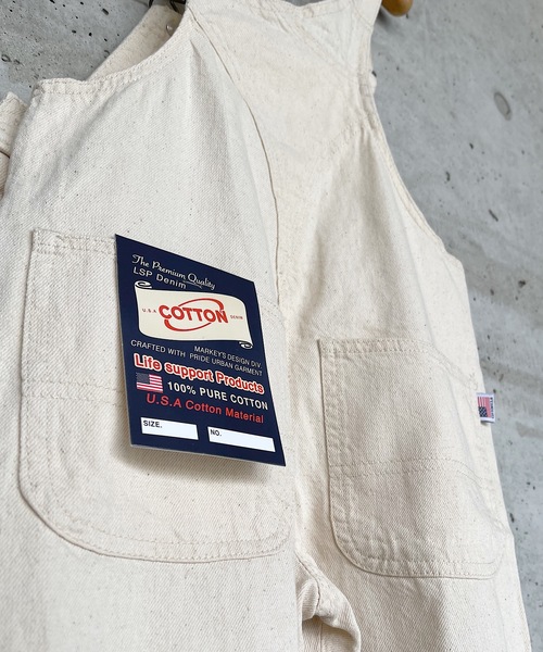 Life Support Products（ライフサポートプロダクツ）の「【コットンUSA】デニムオーバーオール（80～160cm）（サロペット/オーバーオール・キッズ・ネイビー/ストライプ/キナリ・90/100/110/120/80/130/95/140/150/160）」の5枚目の写真