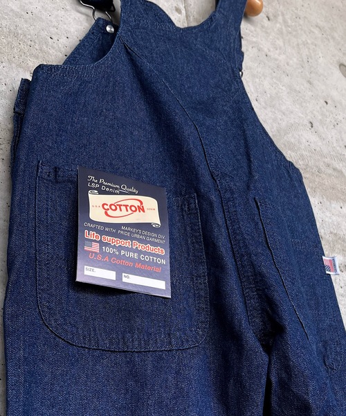 Life Support Products（ライフサポートプロダクツ）の「【コットンUSA】デニムオーバーオール（80～160cm）（サロペット/オーバーオール・キッズ・ネイビー/ストライプ/キナリ・90/100/110/120/80/130/95/140/150/160）」の6枚目の写真