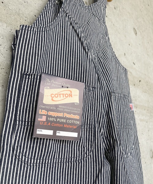 Life Support Products（ライフサポートプロダクツ）の「【コットンUSA】デニムオーバーオール（80～160cm）（サロペット/オーバーオール・キッズ・ネイビー/ストライプ/キナリ・90/100/110/120/80/130/95/140/150/160）」の7枚目の写真