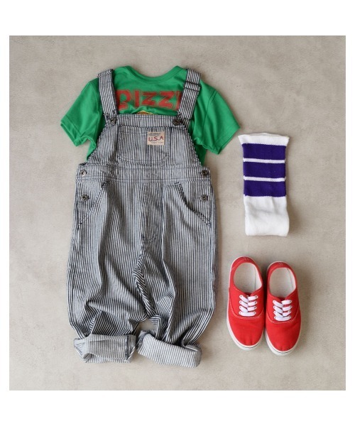 Life Support Products（ライフサポートプロダクツ）の「【コットンUSA】デニムオーバーオール（80～160cm）（サロペット/オーバーオール・キッズ・ネイビー/ストライプ/キナリ・90/100/110/120/80/130/95/140/150/160）」の14枚目の写真