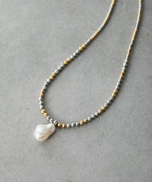 ビーズ×パールネックレス