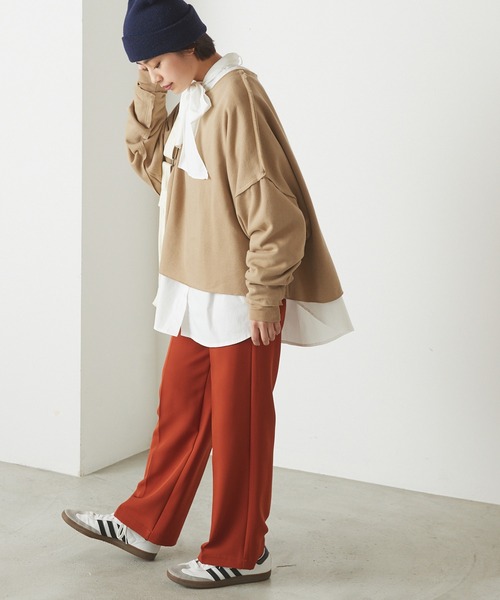 forksy.（フォルクシー）の「【forksy.】ボリューム袖ダメージ加工スウェットトップス（スウェット・レディース・チャコールグレー/ブラック/ベージュ/ネイビー/グレー/ピンク/ブルー/モスグリーン/オートミール/ダークオレンジ・FREE）」の21枚目の写真