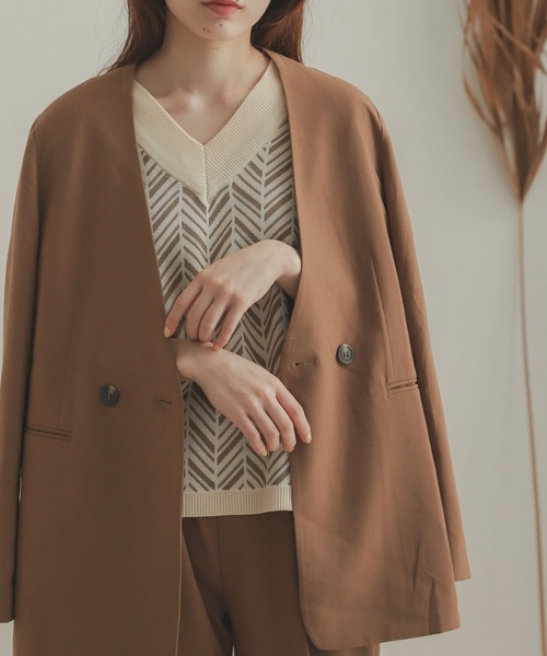 SENSE OF PLACE by URBAN RESEARCH（センスオブプレイスバイアーバンリサーチ）の「2WAYジャガードニットベスト（ニット/セーター・レディース・アイボリー/モカ・ONE）」の2枚目の写真