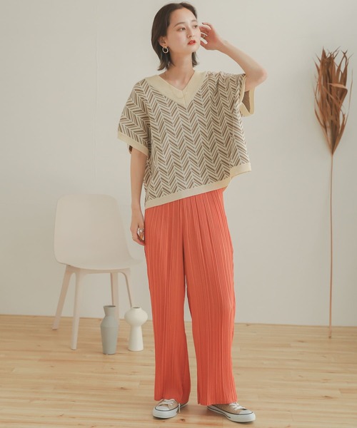 SENSE OF PLACE by URBAN RESEARCH（センスオブプレイスバイアーバンリサーチ）の「2WAYジャガードニットベスト（ニット/セーター・レディース・アイボリー/モカ・ONE）」の7枚目の写真