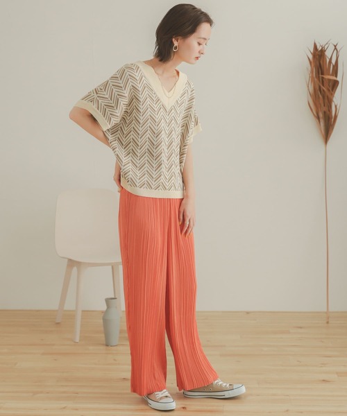 SENSE OF PLACE by URBAN RESEARCH（センスオブプレイスバイアーバンリサーチ）の「2WAYジャガードニットベスト（ニット/セーター・レディース・アイボリー/モカ・ONE）」の3枚目の写真