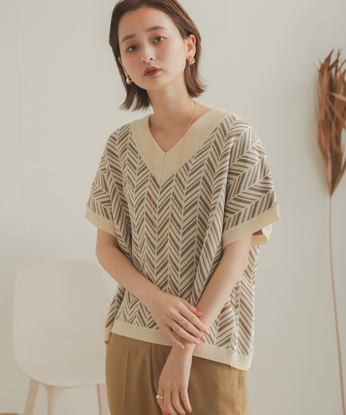 SENSE OF PLACE by URBAN RESEARCH（センスオブプレイスバイアーバンリサーチ）の「2WAYジャガードニットベスト（ニット/セーター・レディース・アイボリー/モカ・ONE）」の14枚目の写真