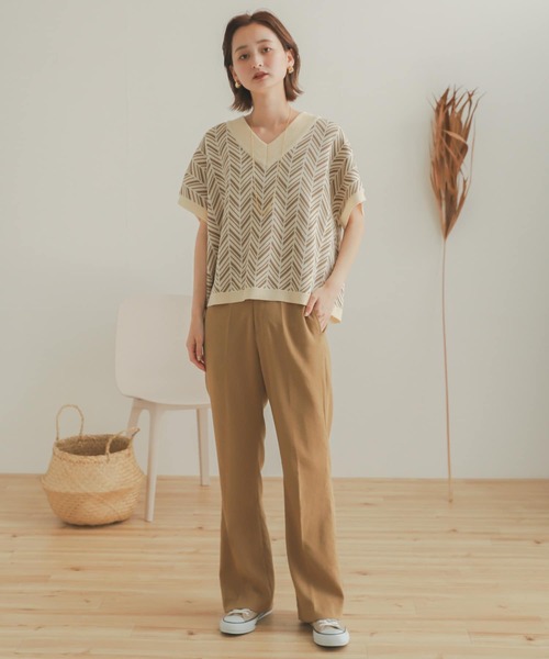 SENSE OF PLACE by URBAN RESEARCH（センスオブプレイスバイアーバンリサーチ）の「2WAYジャガードニットベスト（ニット/セーター・レディース・アイボリー/モカ・ONE）」の4枚目の写真