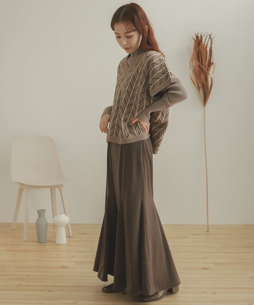 SENSE OF PLACE by URBAN RESEARCH（センスオブプレイスバイアーバンリサーチ）の「2WAYジャガードニットベスト（ニット/セーター・レディース・アイボリー/モカ・ONE）」の9枚目の写真