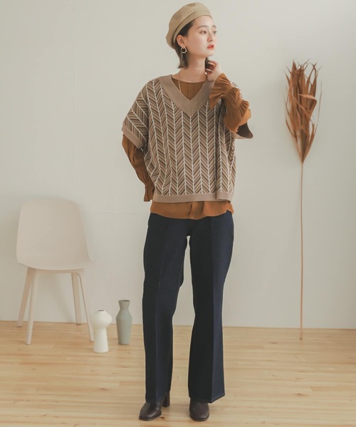 SENSE OF PLACE by URBAN RESEARCH（センスオブプレイスバイアーバンリサーチ）の「2WAYジャガードニットベスト（ニット/セーター・レディース・アイボリー/モカ・ONE）」の5枚目の写真