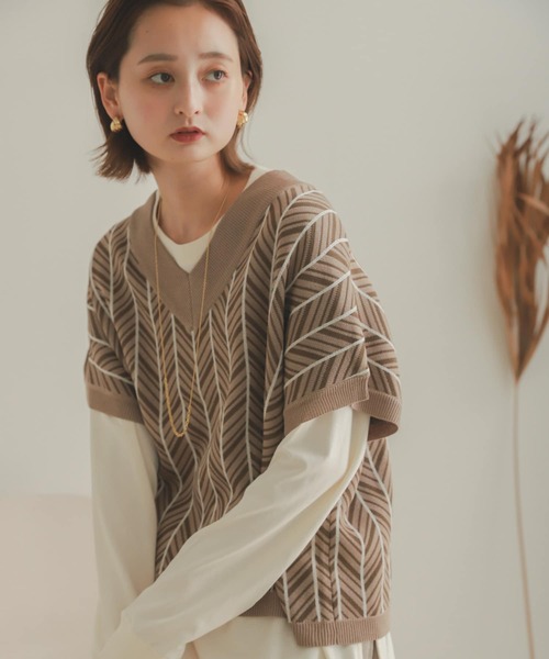 SENSE OF PLACE by URBAN RESEARCH（センスオブプレイスバイアーバンリサーチ）の「2WAYジャガードニットベスト（ニット/セーター・レディース・アイボリー/モカ・ONE）」の19枚目の写真