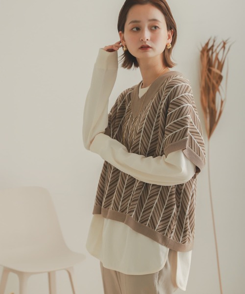 SENSE OF PLACE by URBAN RESEARCH（センスオブプレイスバイアーバンリサーチ）の「2WAYジャガードニットベスト（ニット/セーター・レディース・アイボリー/モカ・ONE）」の13枚目の写真