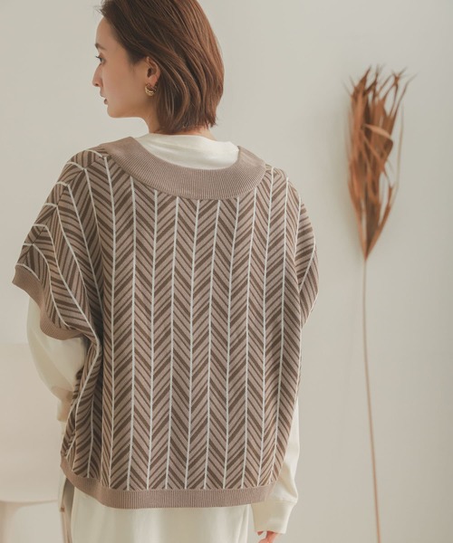 SENSE OF PLACE by URBAN RESEARCH（センスオブプレイスバイアーバンリサーチ）の「2WAYジャガードニットベスト（ニット/セーター・レディース・アイボリー/モカ・ONE）」の10枚目の写真