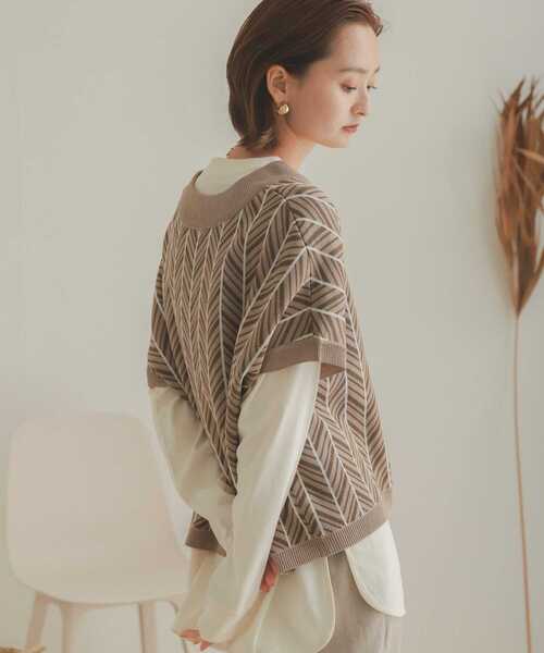 SENSE OF PLACE by URBAN RESEARCH（センスオブプレイスバイアーバンリサーチ）の「2WAYジャガードニットベスト（ニット/セーター・レディース・アイボリー/モカ・ONE）」の6枚目の写真