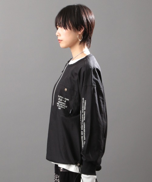 AVIREX（アヴィレックス）の「プリントジッププルオーバー/ PRINT ZIP PULLOVER（シャツ/ブラウス・レディース・ブラック/オリーブ・FREE）」の5枚目の写真