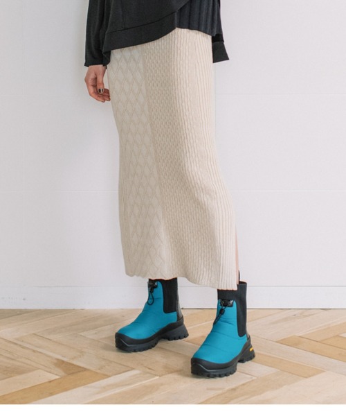 AULA AILA（アウラアイラ）の「ミックスニットスカート（スカート・レディース・ブラック/グリーン/アイボリー・0）」の2枚目の写真