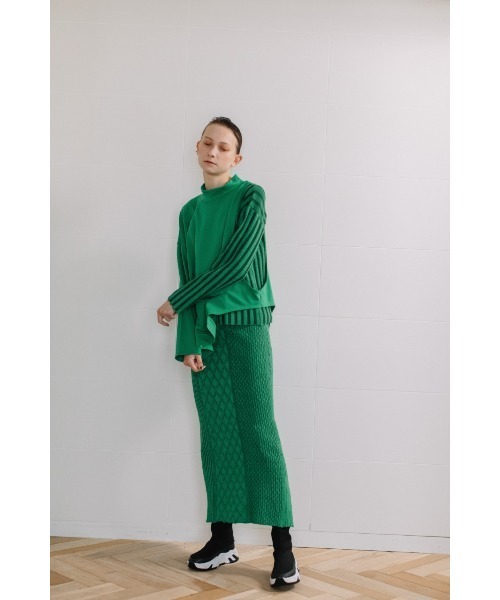 AULA AILA（アウラアイラ）の「ミックスニットスカート（スカート・レディース・ブラック/グリーン/アイボリー・0）」の17枚目の写真