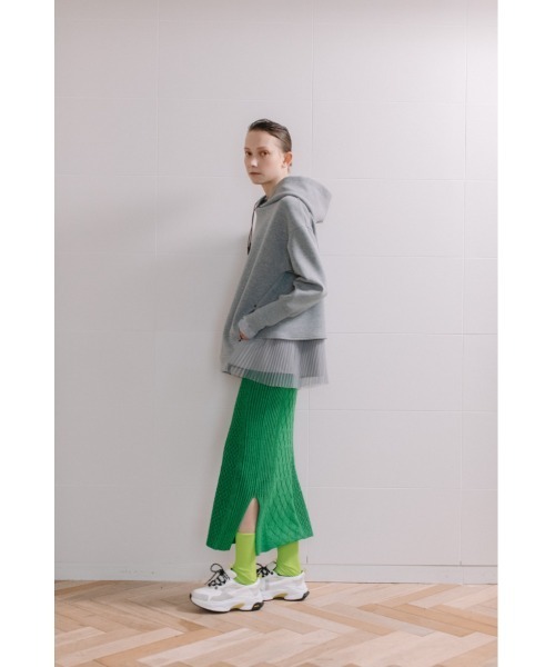 AULA AILA（アウラアイラ）の「ミックスニットスカート（スカート・レディース・ブラック/グリーン/アイボリー・0）」の13枚目の写真