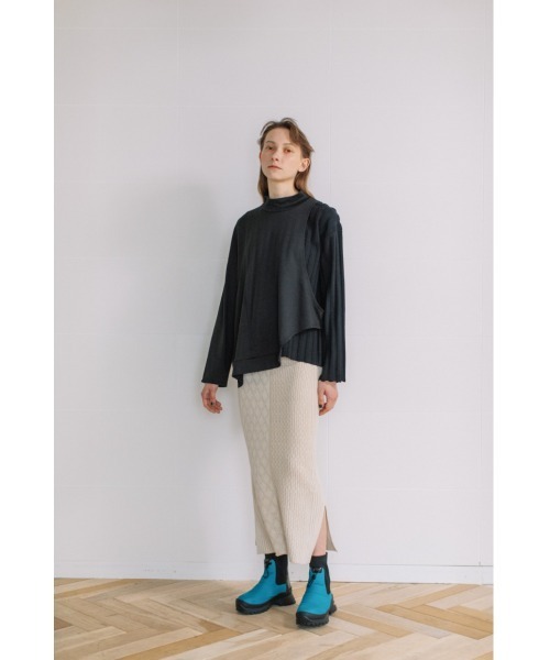 AULA AILA（アウラアイラ）の「ミックスニットスカート（スカート・レディース・ブラック/グリーン/アイボリー・0）」の15枚目の写真