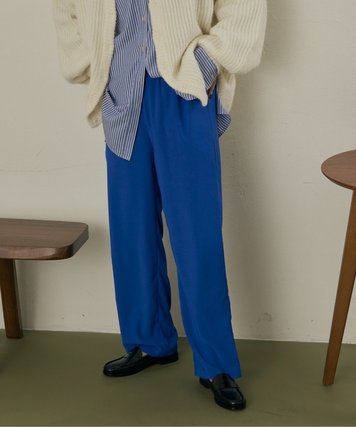 Aunt Marie's（アントマリーズ）の「ヴィンテージサテンカラーイージーパンツ（スラックス・レディース・ブラック/ボルドー/ライトグリーン/ブルー/グリーン・SMALL/FREE）」の4枚目の写真