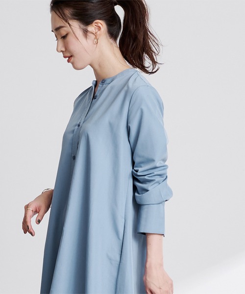 UR'S（ユアーズ）の「ﾊﾞﾝﾄﾞｶﾗｰAﾗｲﾝﾜﾝﾋﾟｰｽ（シャツワンピース・レディース・ベージュ/カーキ/ブルー・S/M/L）」の22枚目の写真