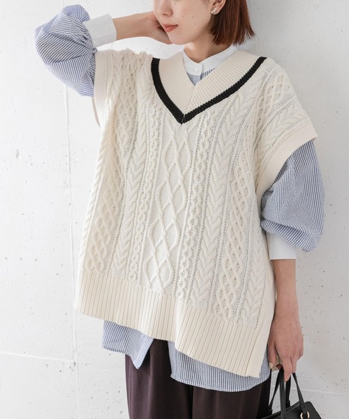 URBAN RESEARCH Sonny Label(アーバンリサーチサニーレーベル)の「ケーブルチルデンベスト(ニット/セーター・レディース・オフホワイト/ベージュ・FREE)」の10枚目の写真