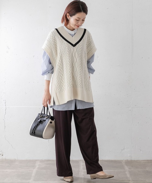 URBAN RESEARCH Sonny Label(アーバンリサーチサニーレーベル)の「ケーブルチルデンベスト(ニット/セーター・レディース・オフホワイト/ベージュ・FREE)」の3枚目の写真