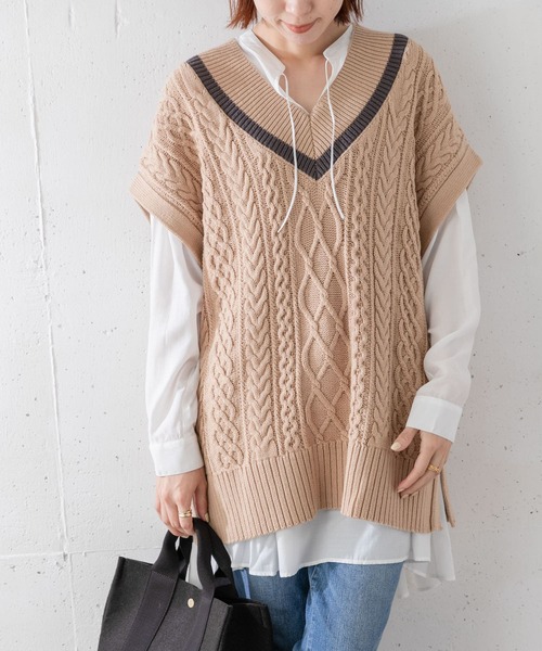 URBAN RESEARCH Sonny Label(アーバンリサーチサニーレーベル)の「ケーブルチルデンベスト(ニット/セーター・レディース・オフホワイト/ベージュ・FREE)」の7枚目の写真