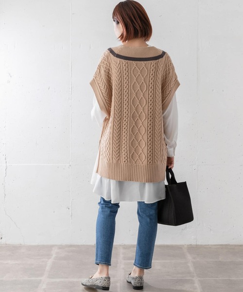 URBAN RESEARCH Sonny Label(アーバンリサーチサニーレーベル)の「ケーブルチルデンベスト(ニット/セーター・レディース・オフホワイト/ベージュ・FREE)」の19枚目の写真