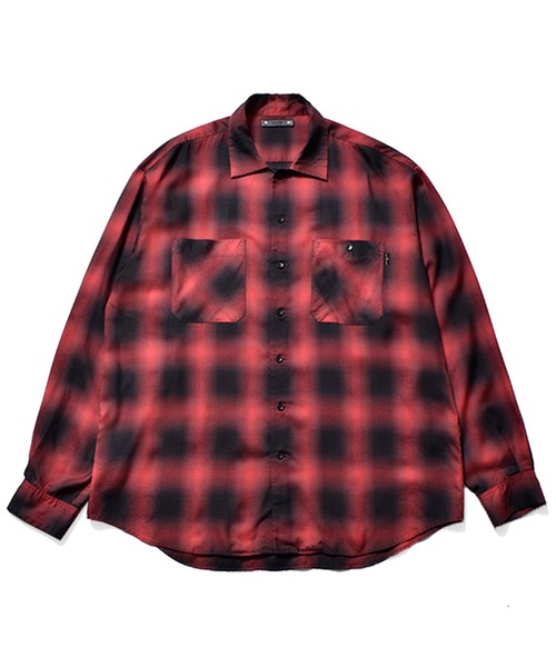 MINEDENIM（マインデニム）の「MINEDENIM / マインデニム：Rayon Ombre Check Loose Work SH：MND-TSK001[NOA]（シャツ/ブラウス・メンズ・レッド・1/2）」の4枚目の写真